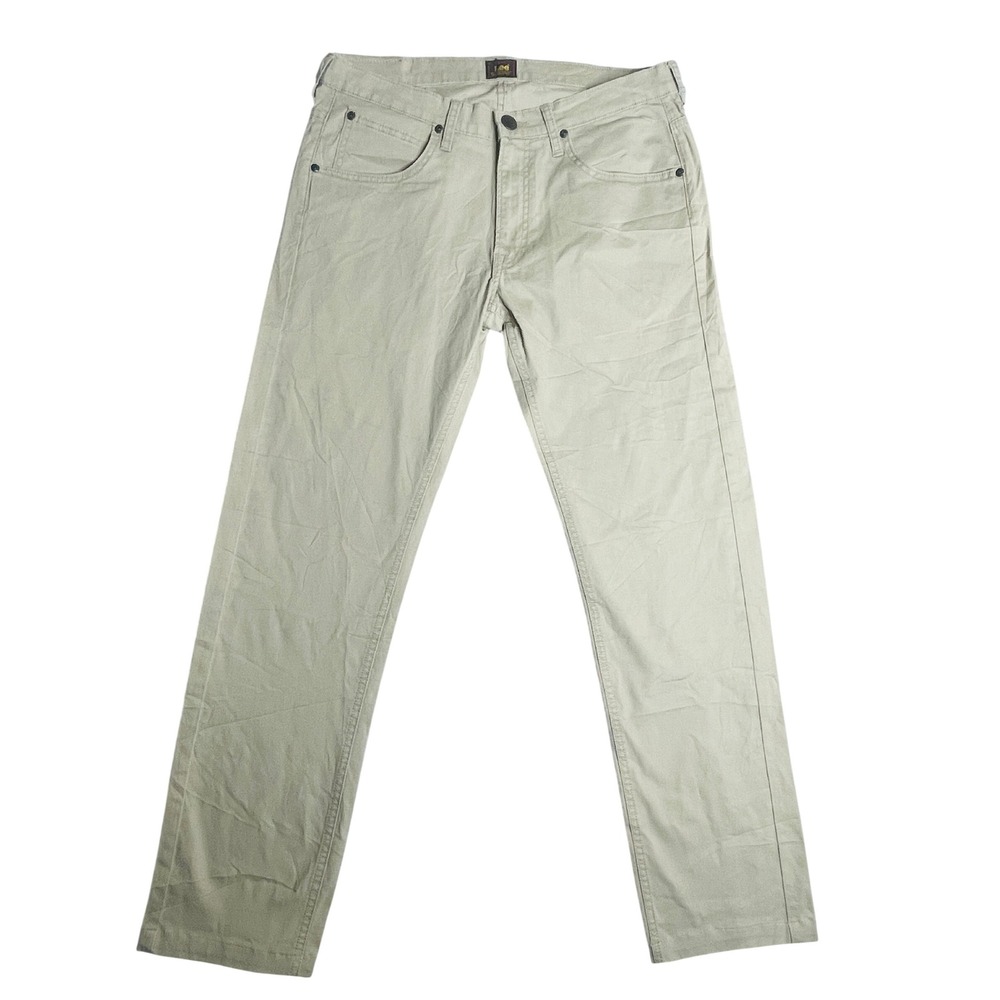 Lee Daren Zip Fly Pants Mens 32x34 Regular Straight Khaki Tan Twill Chino
